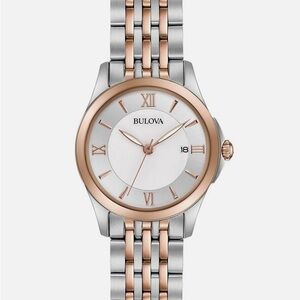Bulova Women's Silver and Rose Gold Watch